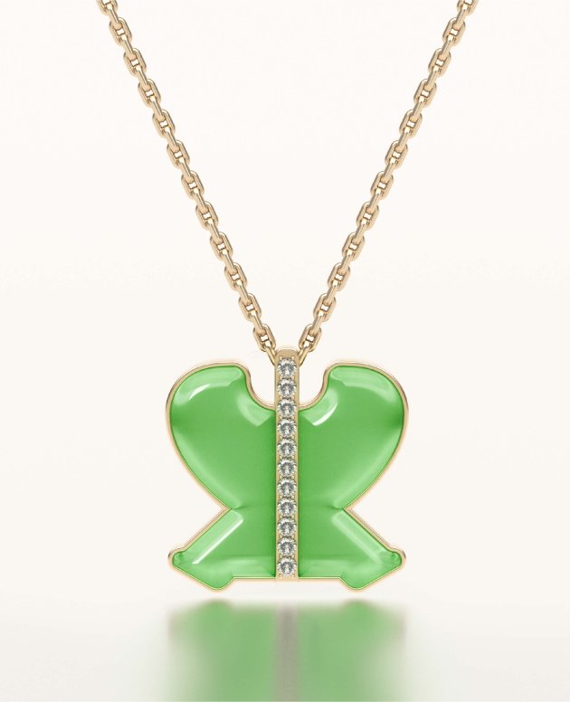 Fan of Will 18K White Gold Hetian Jade Diamond Necklace‌