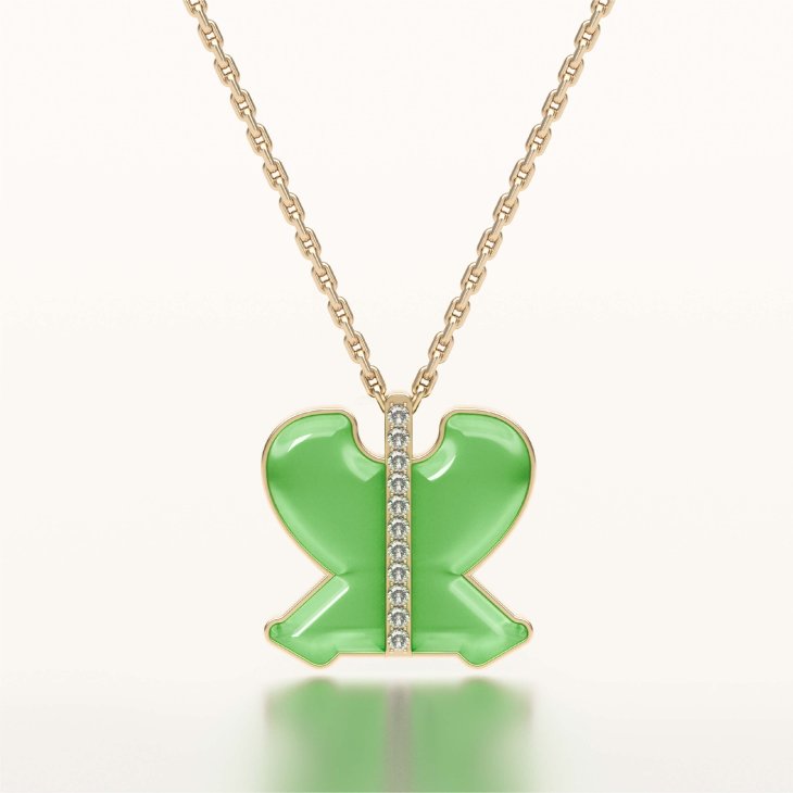 Fan of Will 18K White Gold Hetian Jade Diamond Necklace‌