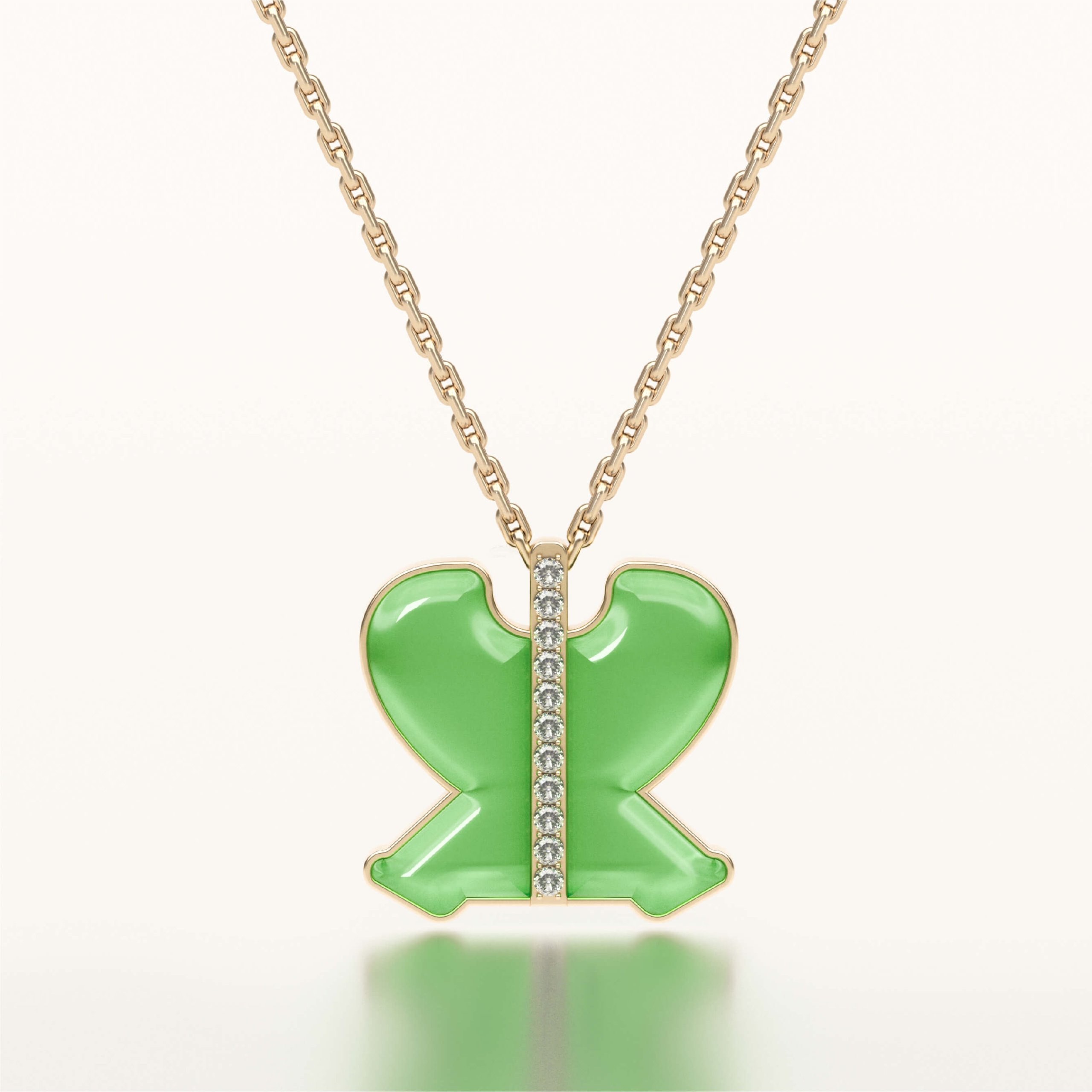 Fan of Will 18K White Gold Hetian Jade Diamond Necklace