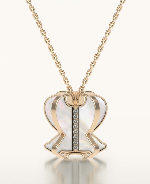 18K White Gold Mother-of-Pearl Diamond Necklace