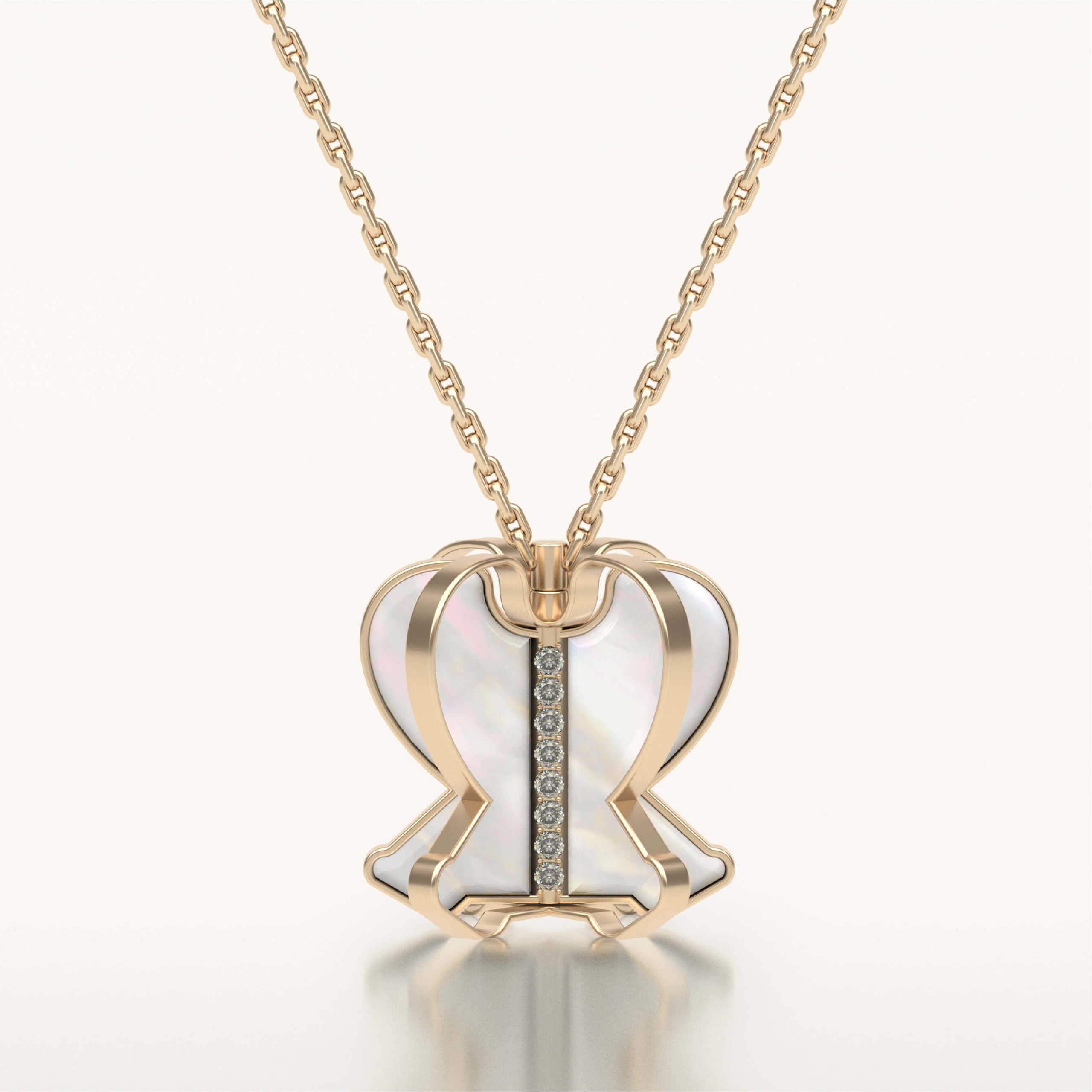 18K White Gold Mother-of-Pearl Diamond Necklace