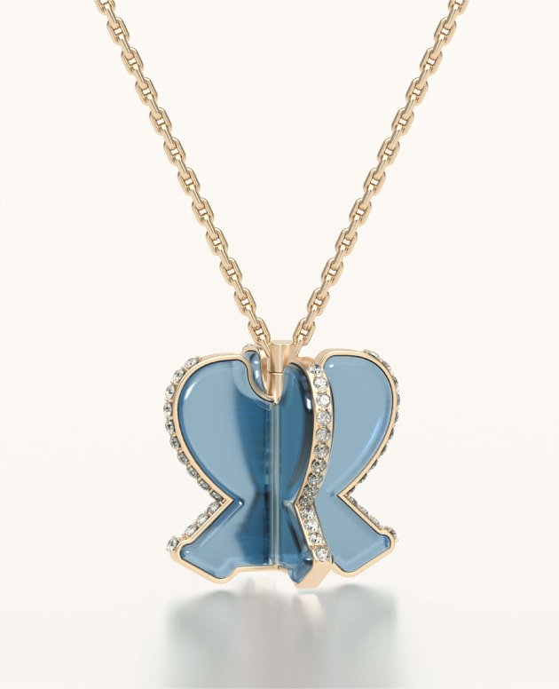 Fan of Will 18K White Gold Blue Water Jadeite Diamond Necklace