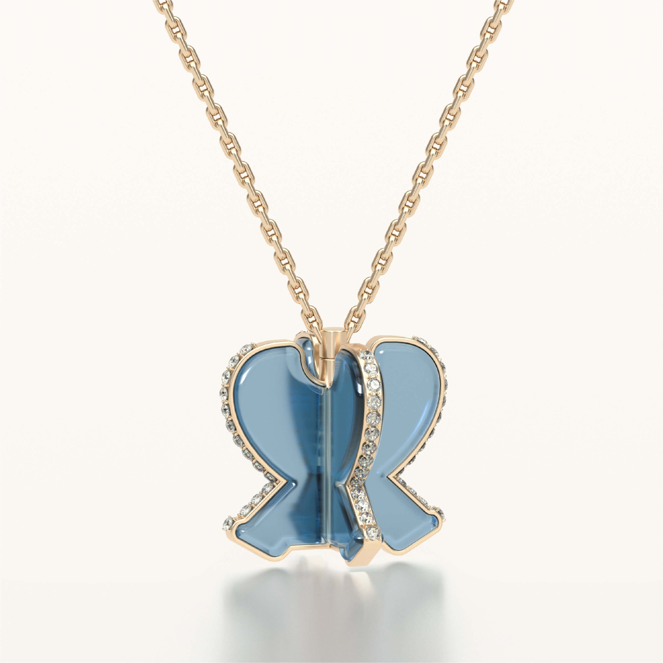 Fan of Will 18K White Gold Blue Water Jadeite Diamond Necklace